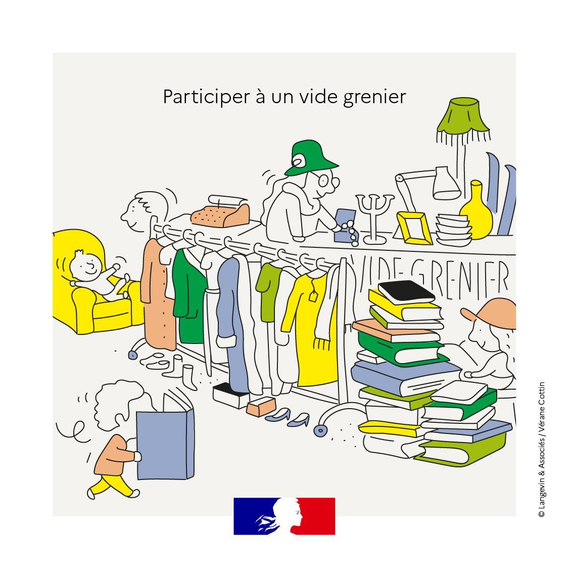 illustration participer à un vide grenier - création Langevin & associés/Vérane Cottin